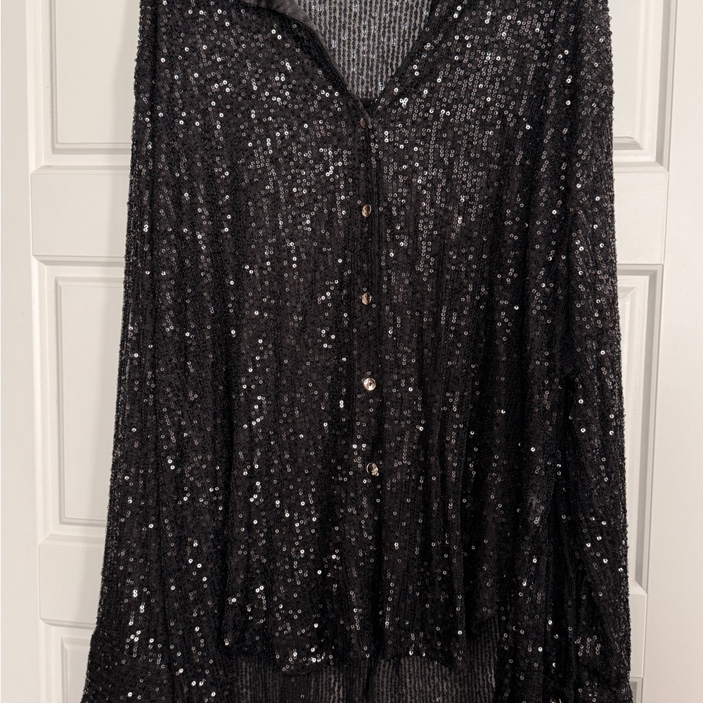 Entro Shimmering Black Sequin Top